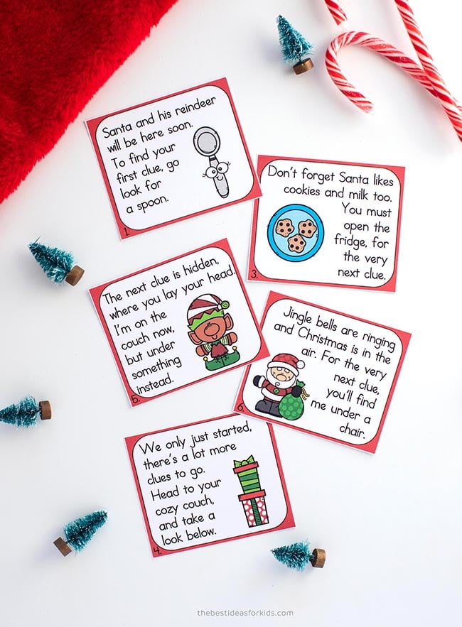 printable scavenger hunt clues christmas