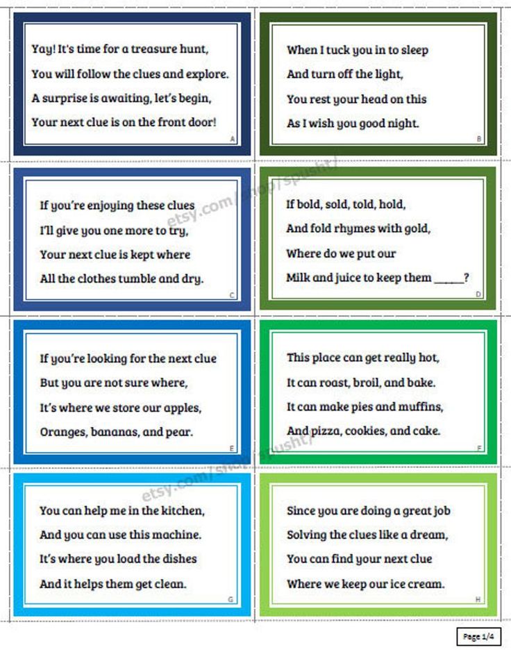 printable scavenger hunt clues for around the house