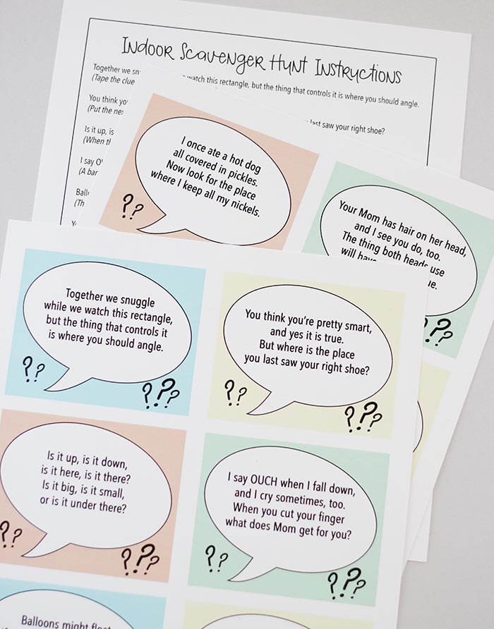 printable scavenger hunt clues