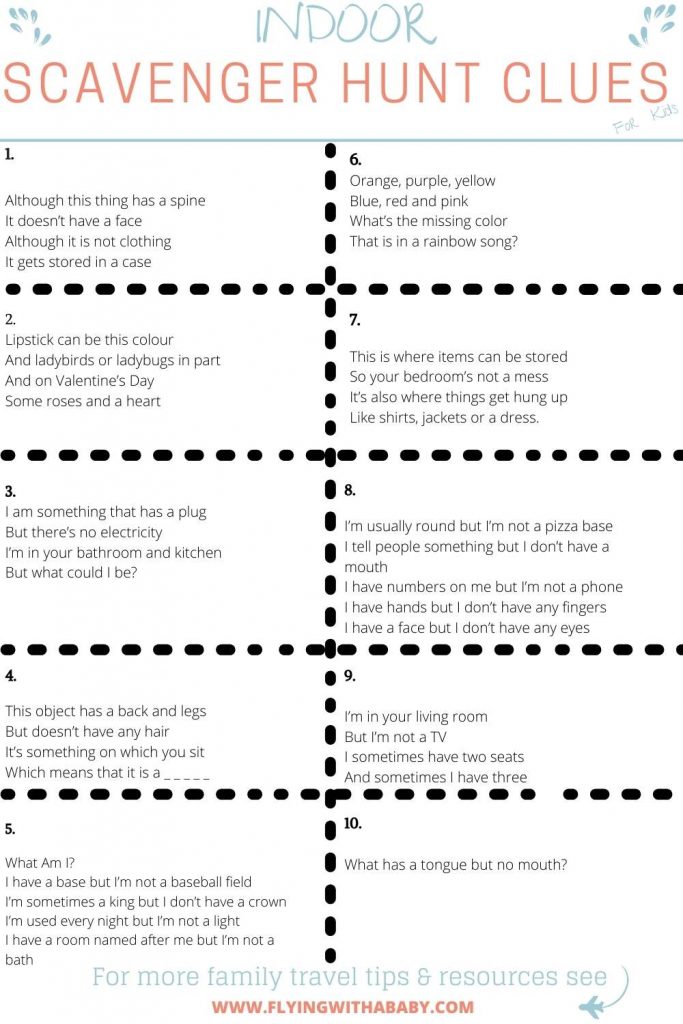 printable scavenger hunt clues
