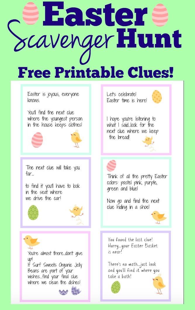 Easter Scavenger Hunt (Free Printable Clues!)