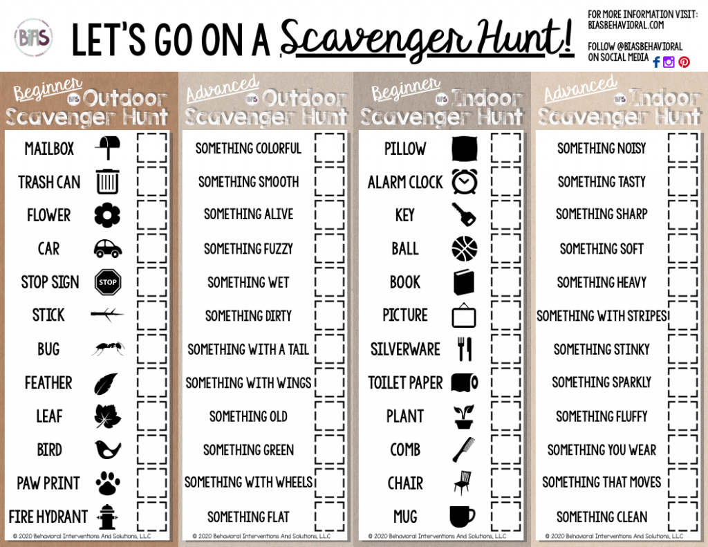 Indoor/Outdoor Scavenger Hunt - BIAS Behavioral
