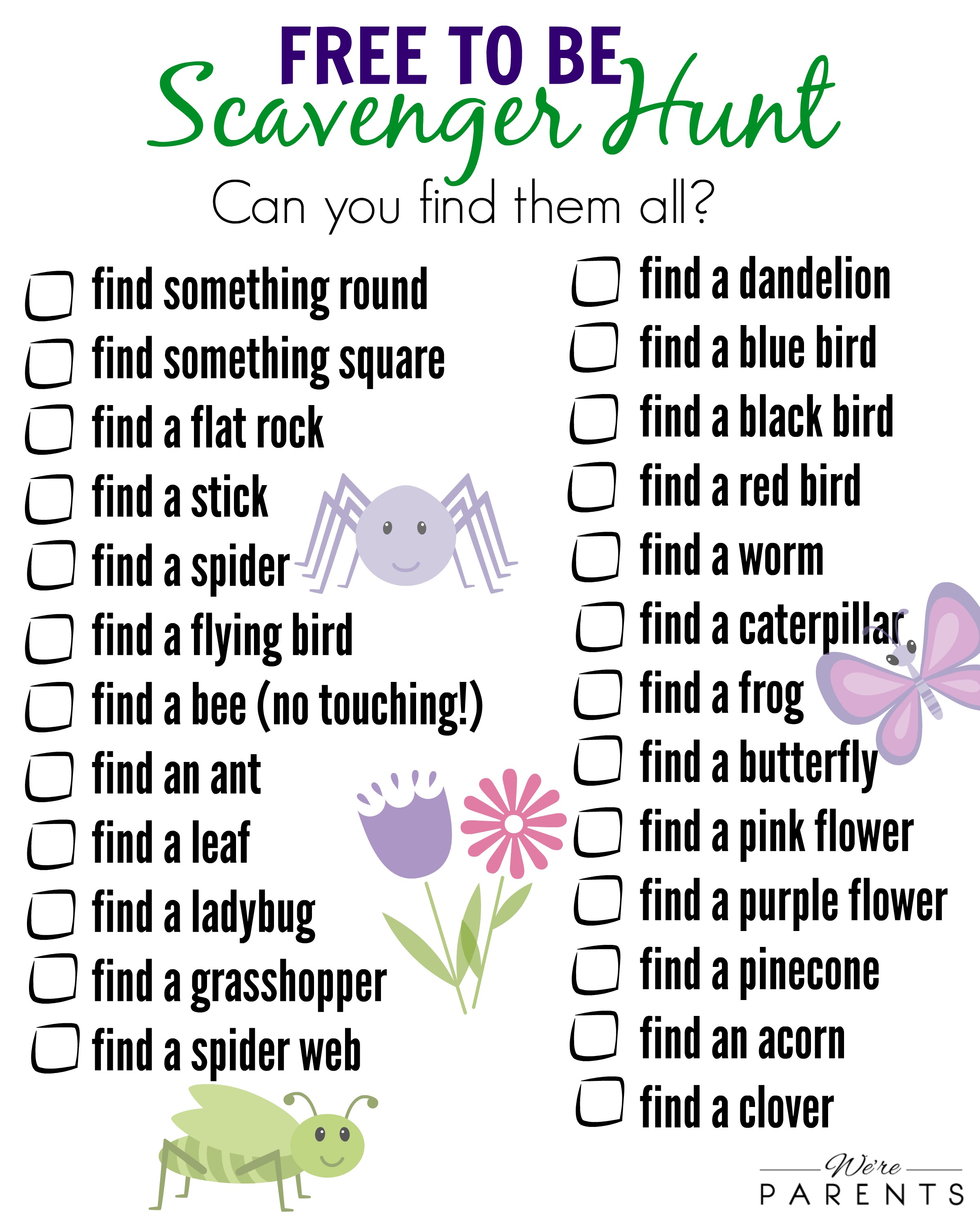 printable scavenger hunt outdoors