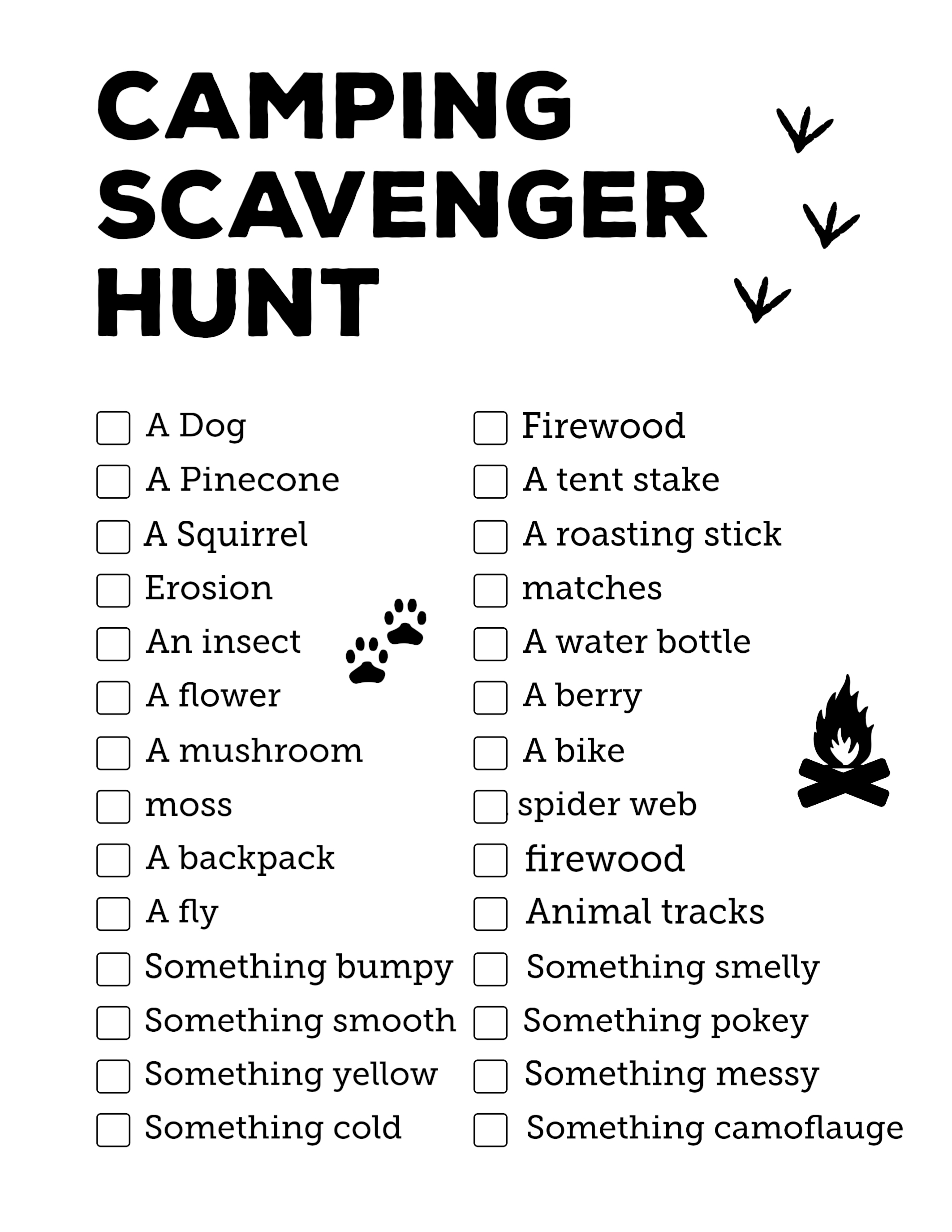 printable scavenger hunt outdoors