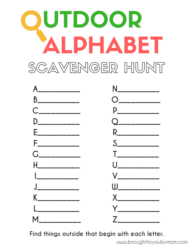 printable scavenger hunt outdoors