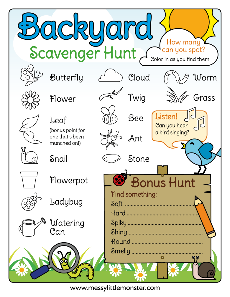 printable scavenger hunt outdoors