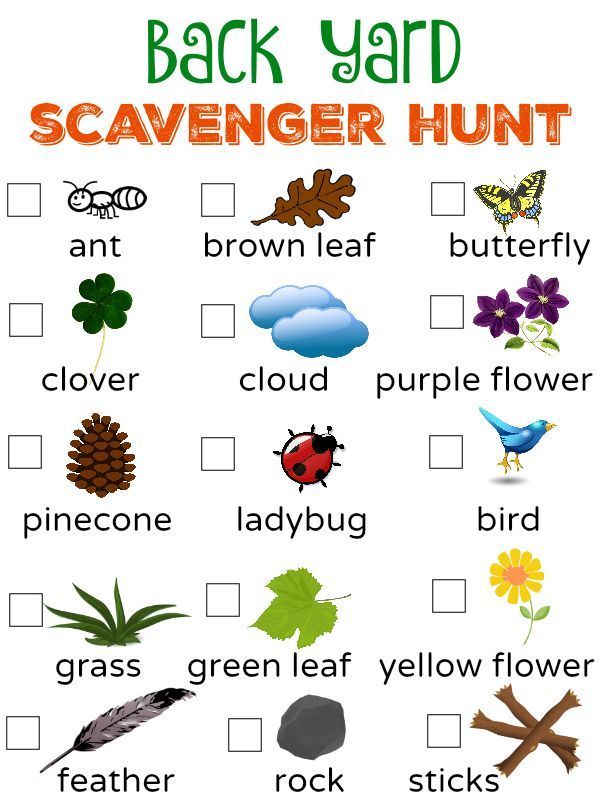 printable scavenger hunt outdoors
