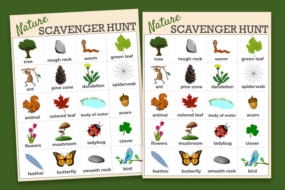 printable scavenger hunt outdoors