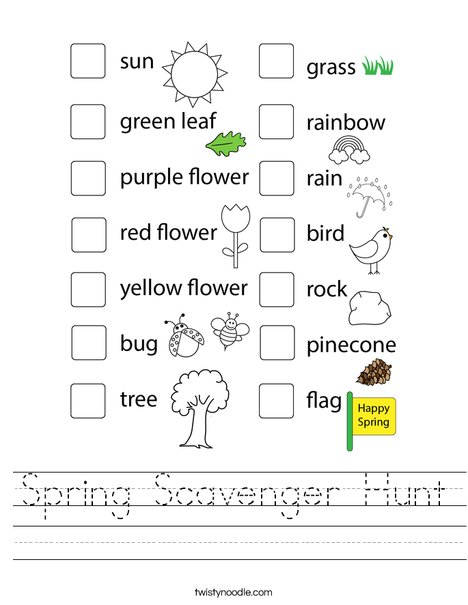 Spring Scavenger Hunt Worksheet - Twisty Noodle