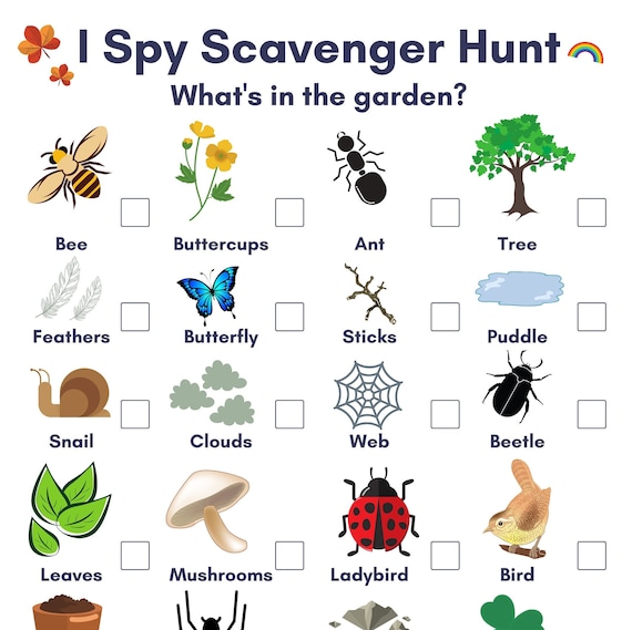 I Spy Scavenger Hunt PDF Downloadable Activity Sheet Whats in the ...
