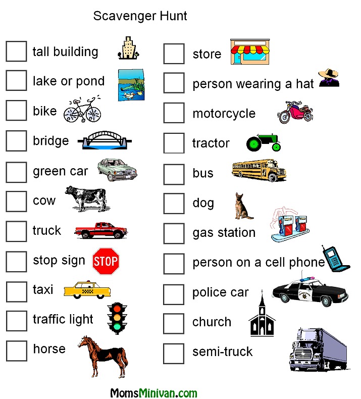 Road Trip Scavenger Hunt - Printable! | MomsMinivan.com