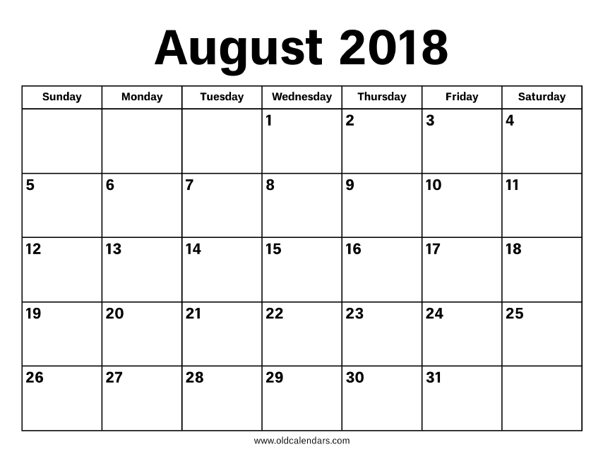 printable schedule august 2018
