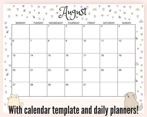 Free August 2018 Monthly Calendar And Blank Templates ...