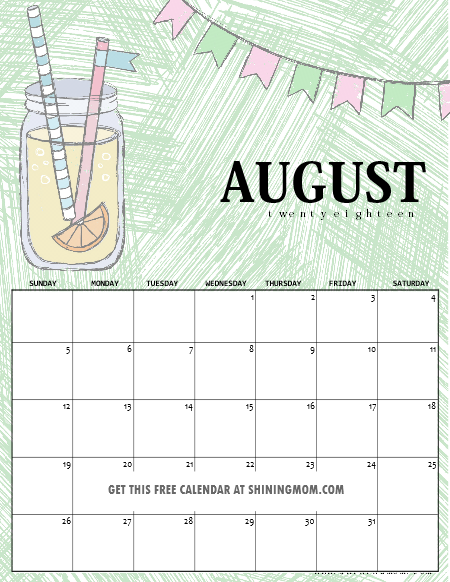 printable schedule august 2018