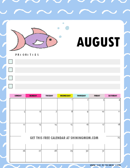 Free Printable August 2018 Calendar: 12 Awesome Designs!