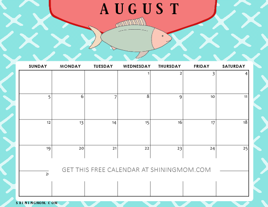 printable schedule august 2018