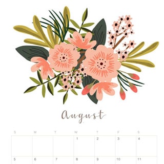 printable schedule august 2018