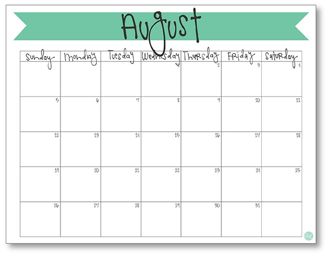printable schedule august 2018