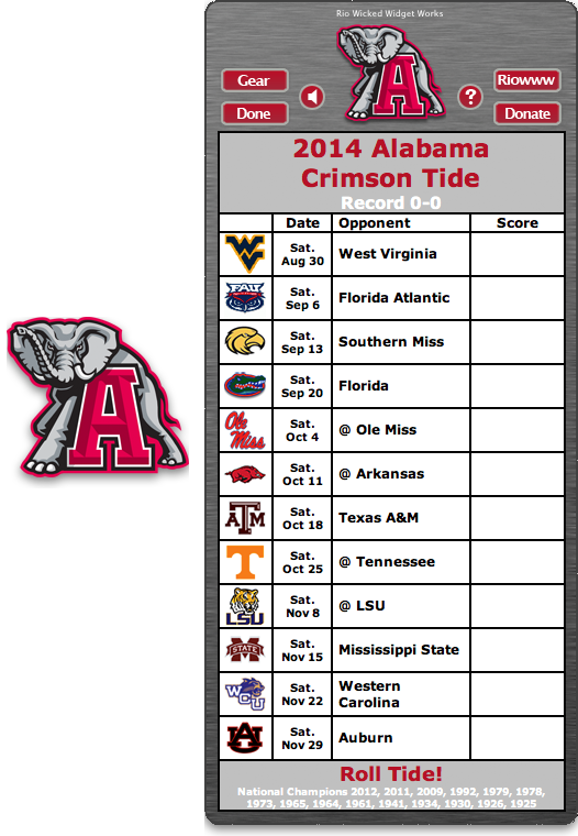 printable schedule for alabama football 2017