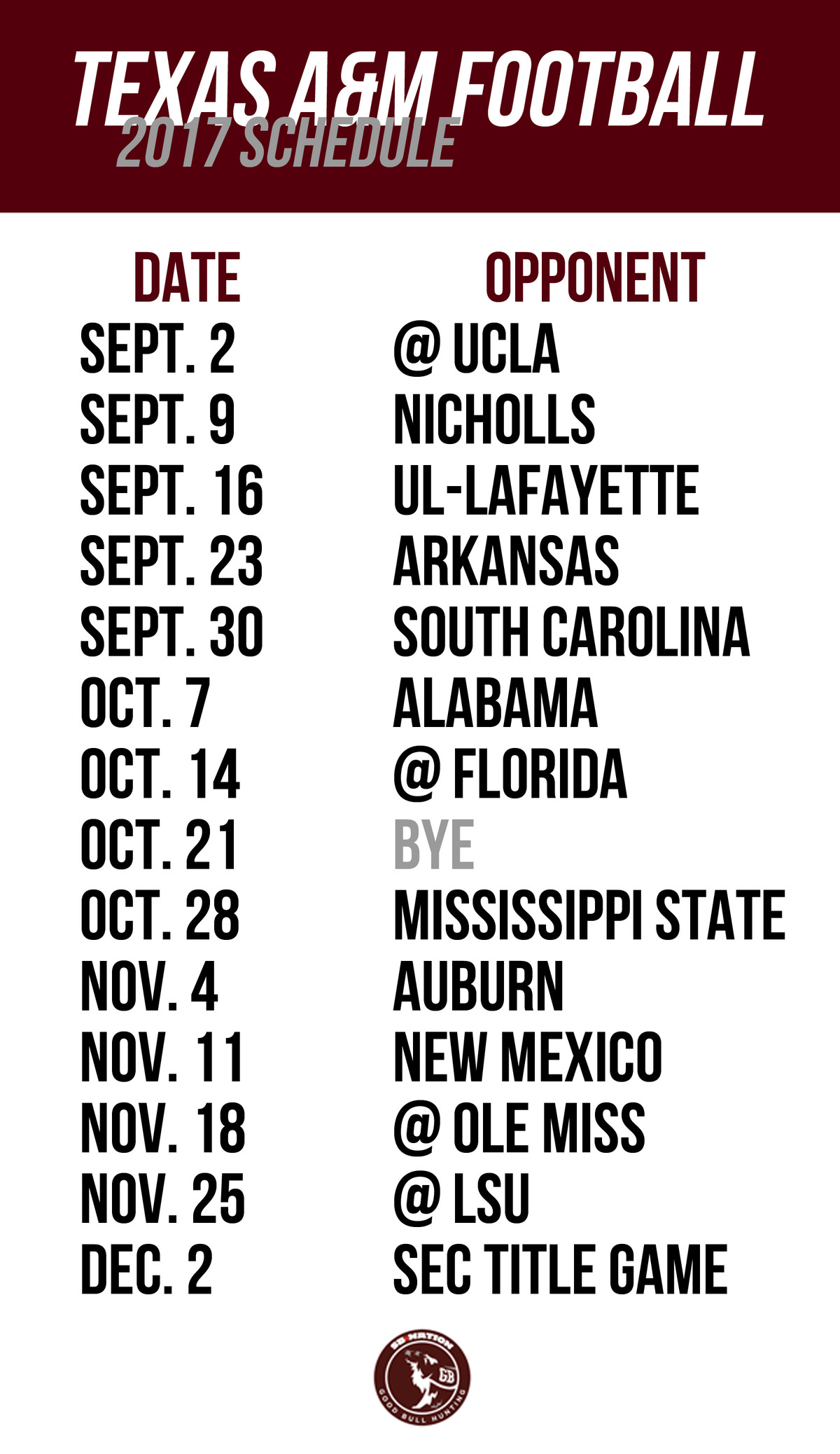 printable schedule for alabama football 2017