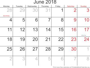 June 2018 Printable Blank Calendar - Printable Blank Calendar.org