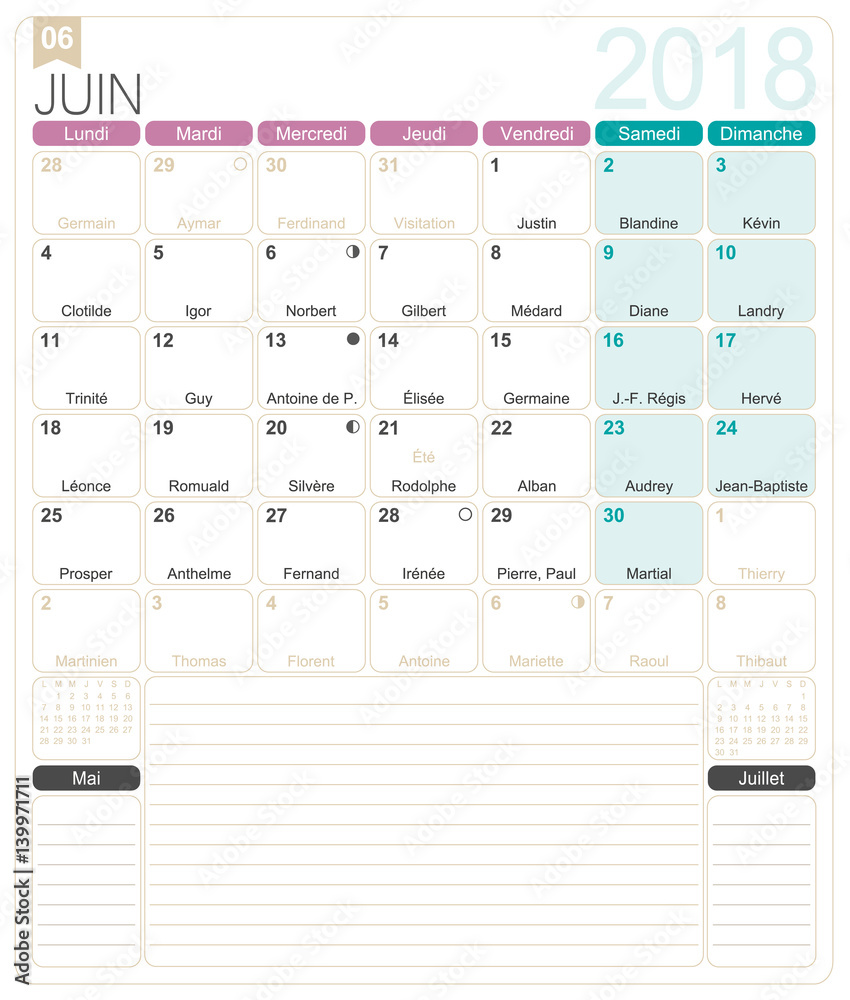 printable schedule for june 2018