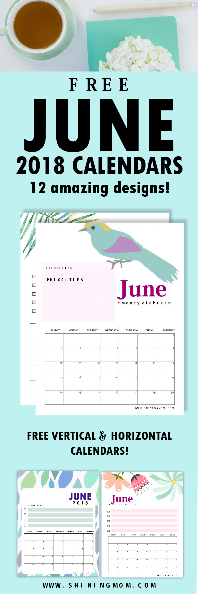 Free Printable June 2018 Calendar: 12 Amazing Designs!