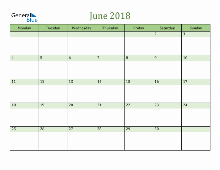 printable schedule for june 2018