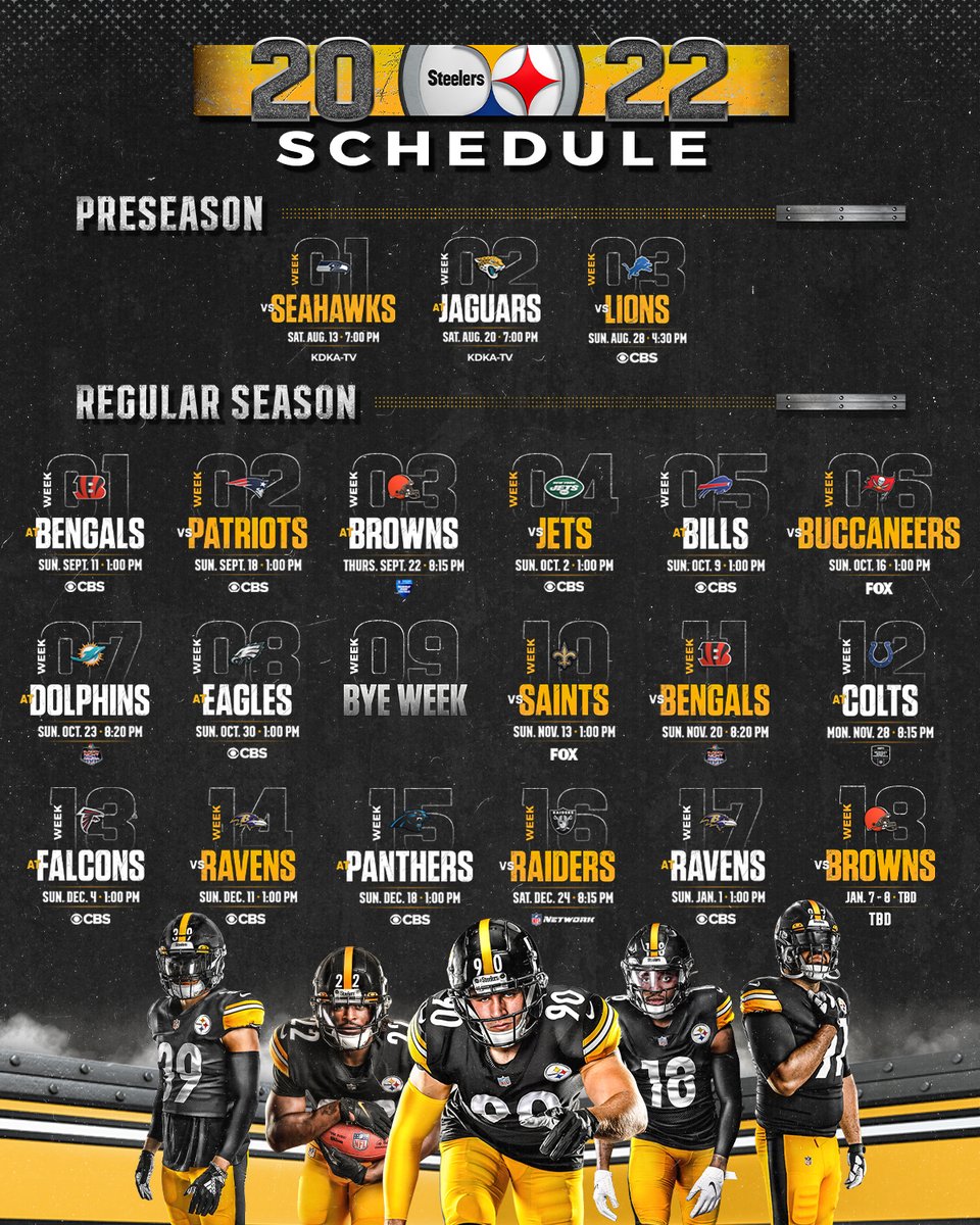 printable schedule for pittsburgh steelers