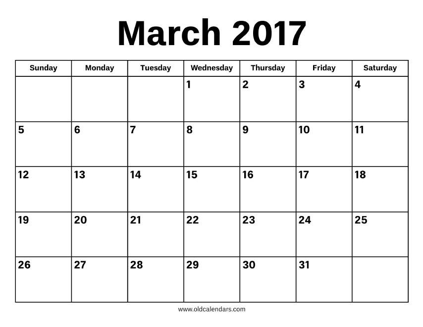 March 2017 Calendar - Printable Old Calendars