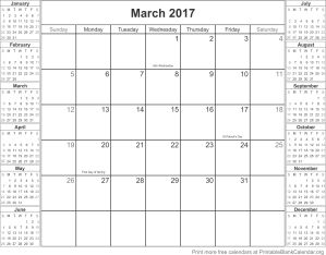 March 2017 Printable Blank Calendar - Printable Blank Calendar.org