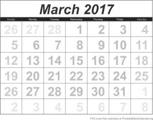 March 2017 Printable Blank Calendar - Printable Blank Calendar.org