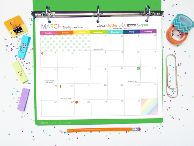 Clean Life and Home: FREEBIE: March 2017 Calendar + Declutter Your ...