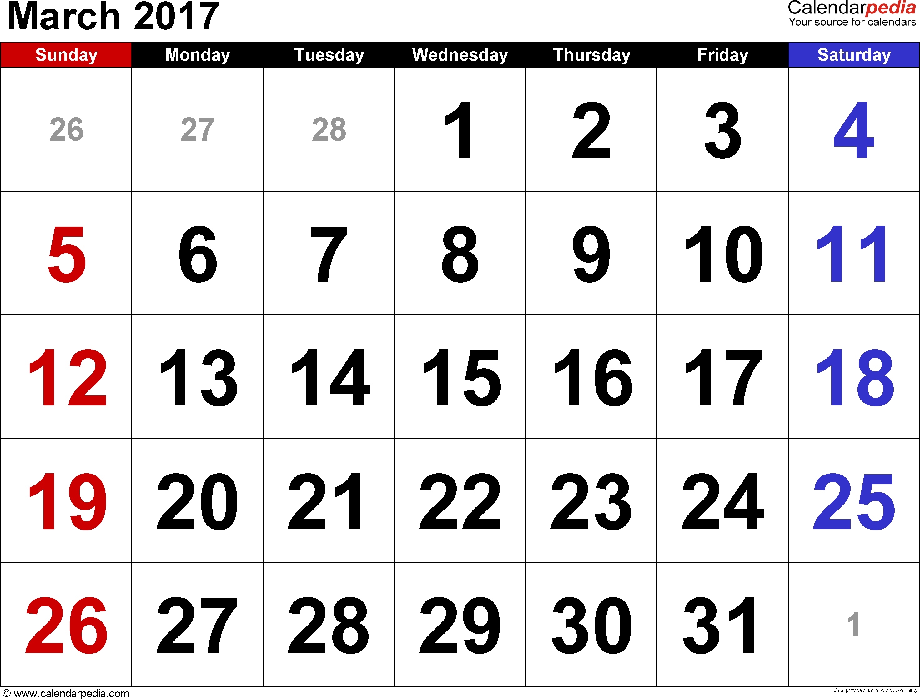 March 2017 Calendar Printable Holidays Template | template 2578