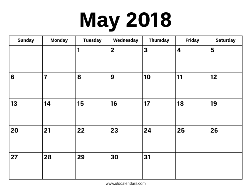 May 2018 Calendar - Printable Old Calendars