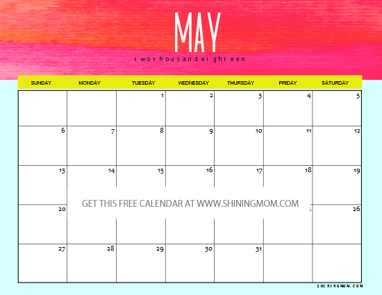 printable schedule may 2018