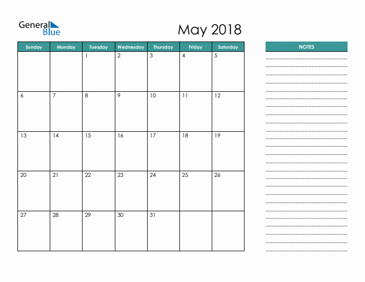 printable schedule may 2018