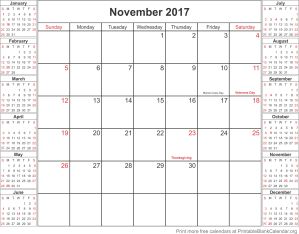 November 2017 Free Printable Calendar - Printable Blank Calendar.org