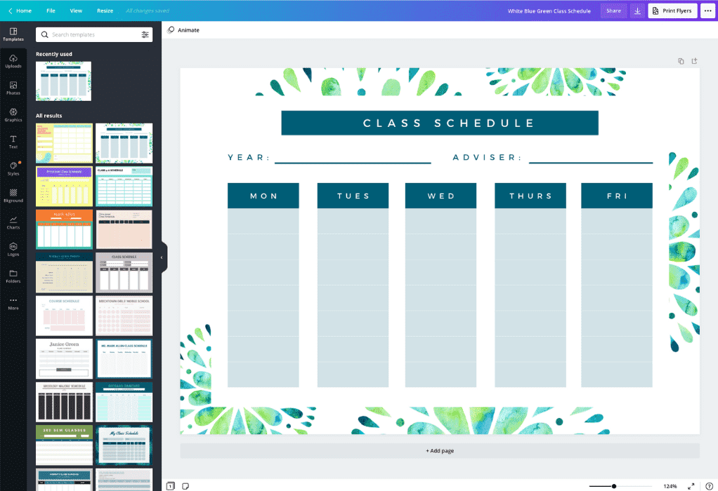 printable schedule online
