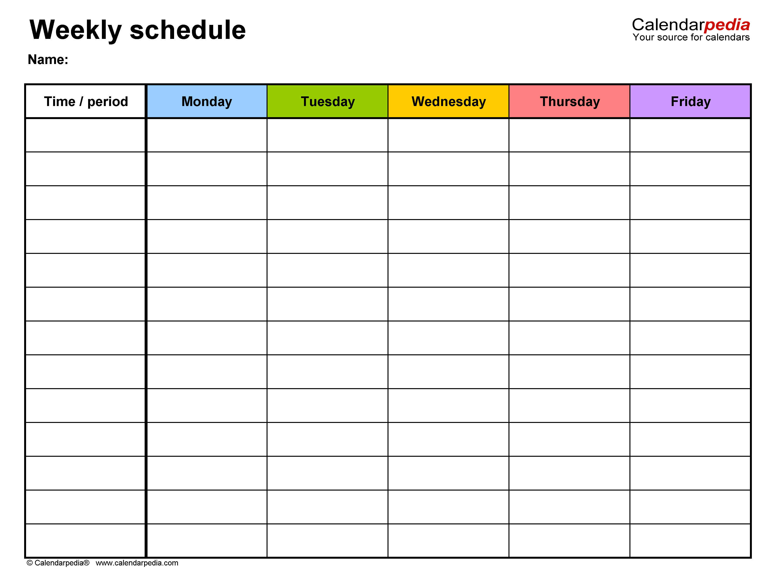 Free Weekly Schedules for PDF - 24 Templates