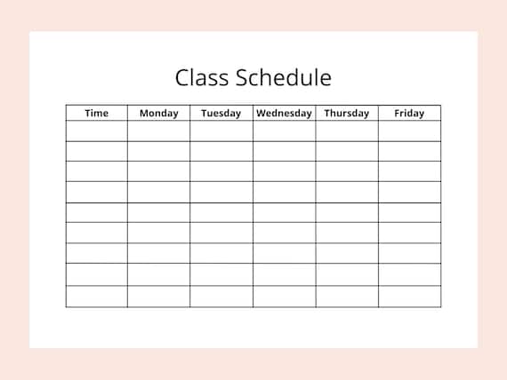 Printable Class Schedule Planner | Instant Download | Minimalist | Weekly  Schedule | A4