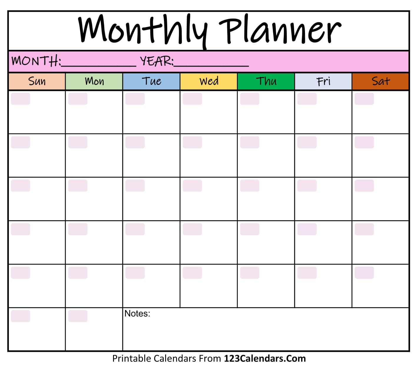 printable schedule template monthly