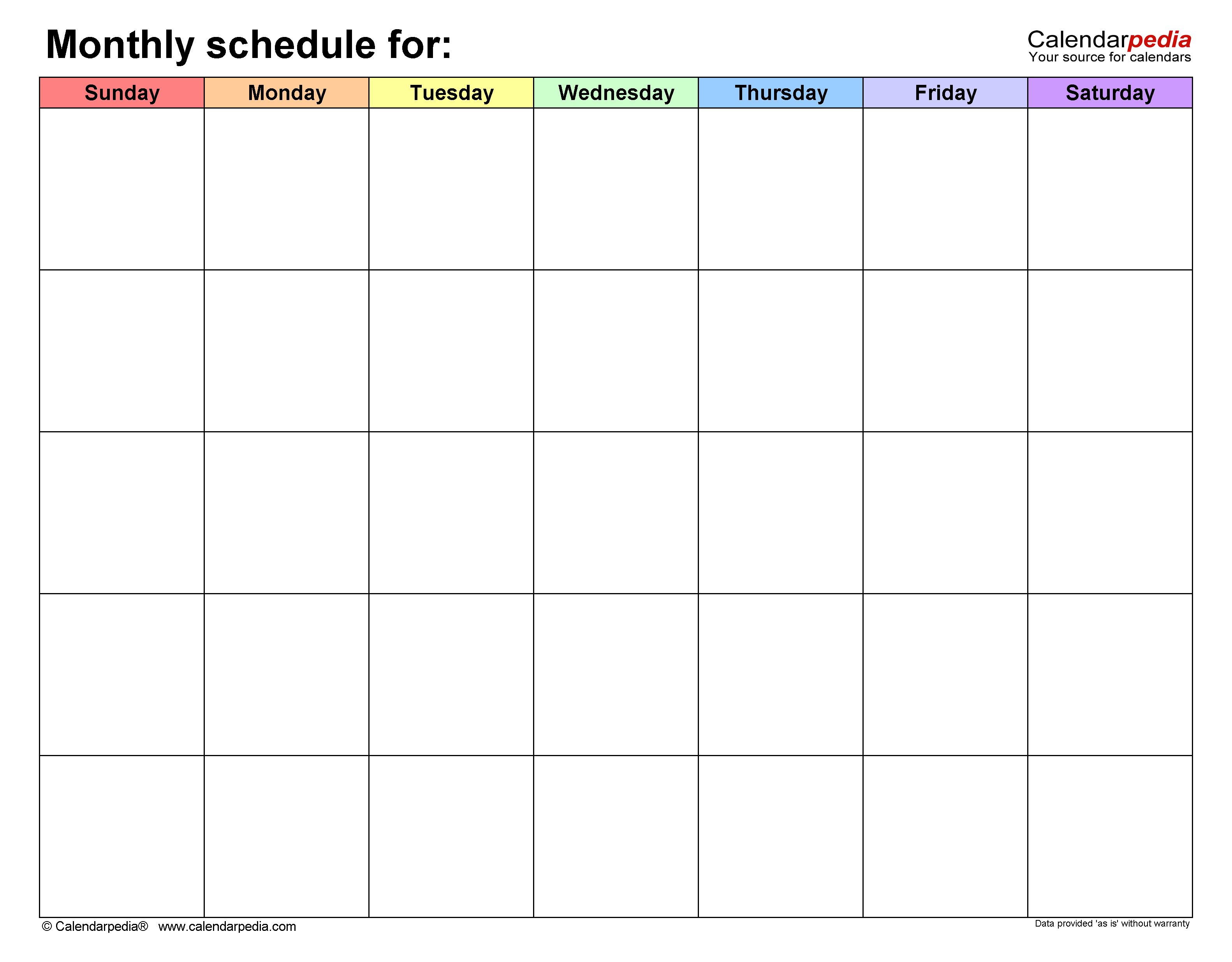 Free Monthly Schedules in PDF Format - 22 Templates