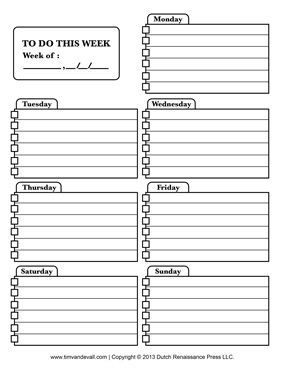 printable schedule to do list