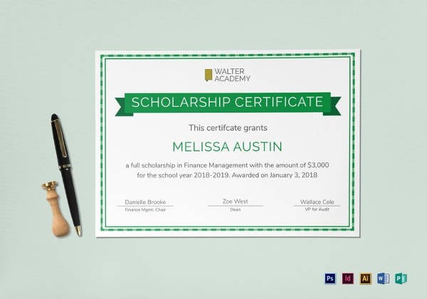 printable scholarship award certificates