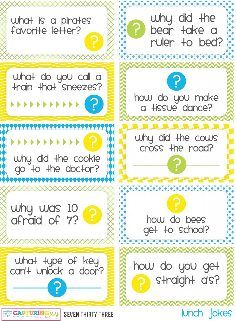 Printable Kids Lunch Jokes and Brain Teasers | Kristen Duke