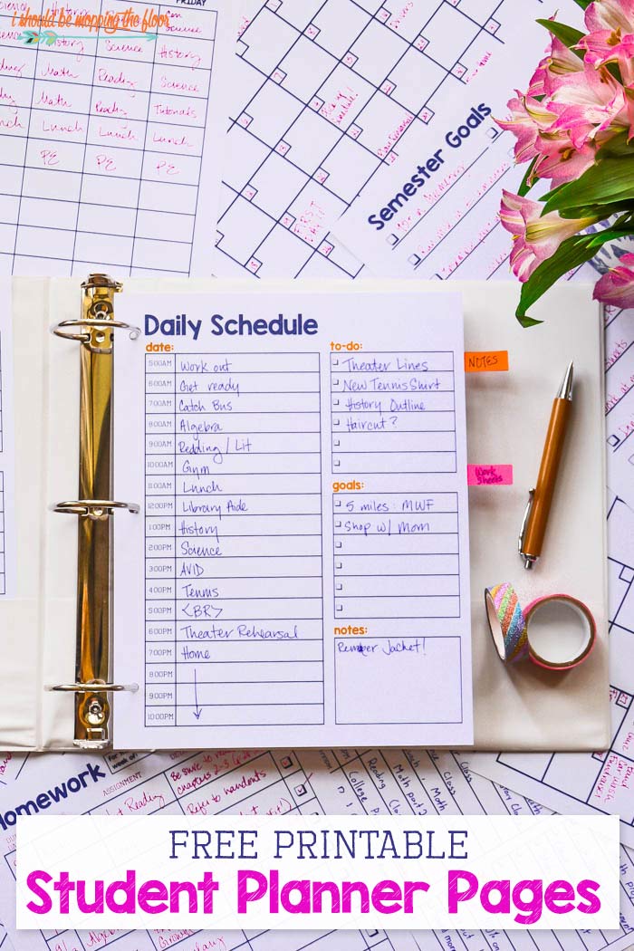 Free Student Planner Printables | i should be mopping the floor