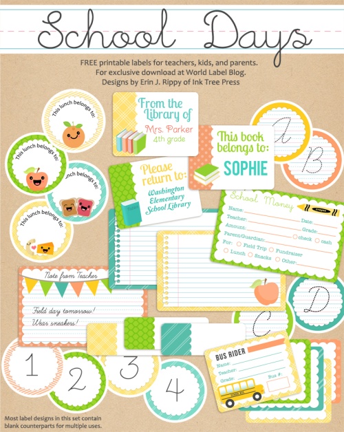 School Days Printables &  Labels part 1 | Free printable labels ...