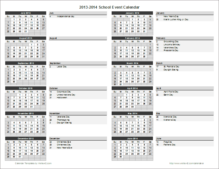 School Calendar Template - 2024-2025 School Year Calendar