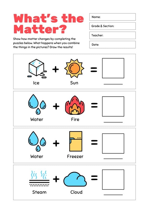 Free custom printable science worksheet templates 